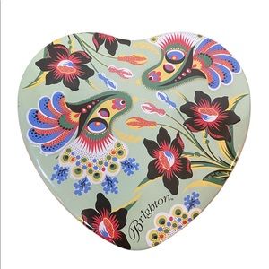 BRIGHTON Heart Tin Embossed Hummingbird Floral Peacock Daffodil 5.5” Empty  Box